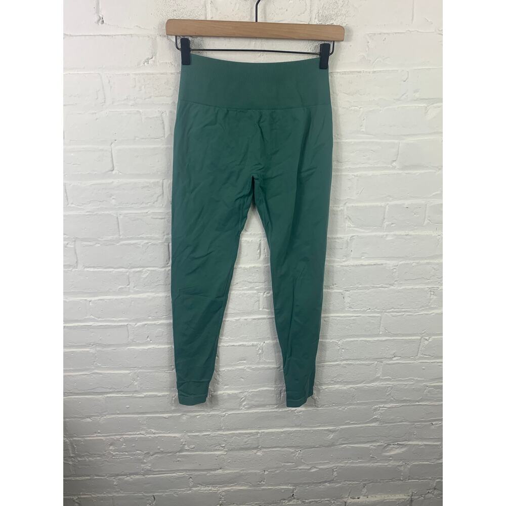 Aurora Women's Comfortable Moisture-Wicking Ribbed Leggings Green Size Small